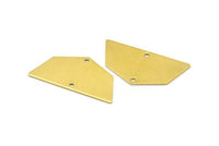 Raw Brass Pendant, 12 Raw Brass Five Edged Geometric Shape Blanks With 2 Holes (32x16x0.80mm) E624