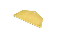 Raw Brass Pendant, 8 Raw Brass Five Edged Geometric Shape Blanks With 3 Holes (40x20x0.80mm) E627