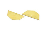 Raw Brass Pendant, 12 Raw Brass Five Edged Geometric Shape Blanks With 1 Hole (25x13x0.80mm) E591