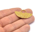 Semi Circle Pendant, 2 Raw Brass Fish Scale Textured Semi Circle Pendants,Earrings  (38.50x24mm) E597