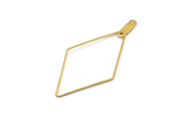 Pirinç Elmas Küpe, 2 Döngülü 24 Ham Pirinç Tel Elmas Küpe Tılsımı, Kolye Uçları, Bulgular (46x21x0,7 mm) E563