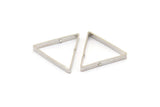 Silver Triangle Charm, 12 Silver Tone Triangles with 2 Holes (24x3x0.6mm) E629