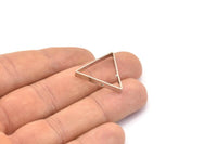 Silver Triangle Charm, 12 Silver Tone Triangles with 2 Holes (24x3x0.6mm) E629