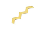 Brass Zig Zag Shape, 24 Raw Brass Zig Zag Shape Charms With 1 Hole, Pendants, Earrings (45x4x0.80mm) E630