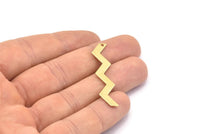 Brass Zig Zag Shape, 24 Raw Brass Zig Zag Shape Charms With 1 Hole, Pendants, Earrings (45x4x0.80mm) E630