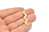 Brass Zig Zag Shape, 24 Raw Brass Zig Zag Shape Charms With 1 Hole, Pendants, Earrings (45x4x0.80mm) E630