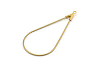 Brass Drop Earring, 24 Raw Brass Wire Drop Earring Charms With 1 Loop, Pendants, Findings (47x24x0.7mm) E561