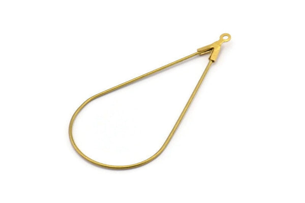 Brass Drop Earring, 24 Raw Brass Wire Drop Earring Charms With 1 Loop, Pendants, Findings (47x24x0.7mm) E561