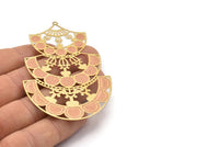 Brass Earring Charm ,2 Raw Brass Ethnic Motif Earring Charms With 1 Loop Pendants, Findings (80x51mm) E529