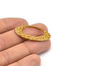 Brass Oval Pendant, 4 Raw Brass Oval Fish Scale Textured Pendants, Charms, Earrings, Findings (39x20mm) E454