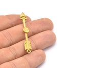 Brass Arrow Pendant, 4 Raw Brass Arrow Pendants With 1 Loop, Earrings, Charms (53mm) E653