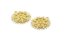 Pirinç Charm, 2 Ham Pirinç, Pirinç Kolye Uçları, Charm Kolye Uçları, 1 Döngülü Pirinç Rozet Charmları (29x28x2mm) N1567