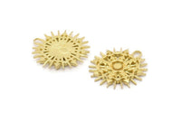 Pirinç Charm, 2 Ham Pirinç, Pirinç Kolye Uçları, Charm Kolye Uçları, 1 Döngülü Pirinç Rozet Charmları (29x28x2mm) N1567