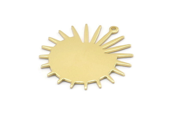 Brass Sun Charm, 8 Raw Brass Sun Charms With 1 Loop, Findings (29x28x0.80mm) M02021