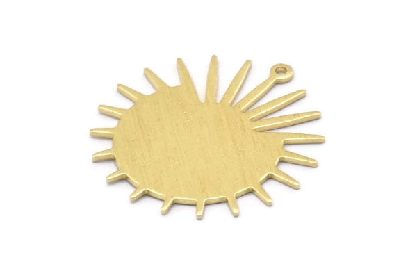 Brass Sun Charm, 8 Textured Raw Brass Sun Charms With 1 Loop, Findings (29x28x0.80mm) M02003