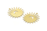 Brass Sun Charm, 8 Textured Raw Brass Sun And Crescent Charms With 1 Loop, Findings (29x28x0.80mm) M02011