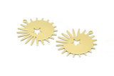Brass Sun Charm, 8 Raw Brass Sun And Star Charms With 1 Loop, Findings (29x28x0.80mm) M02013
