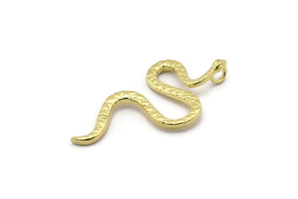 Brass Snake Pendant, Raw Brass Snake Pendants With 1 Loop, Findings (53x26x2.3mm) N1574