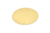 Huge Round Blank, 2 Huge Raw Brass Round Charms With 4 Holes (52mm) A2256