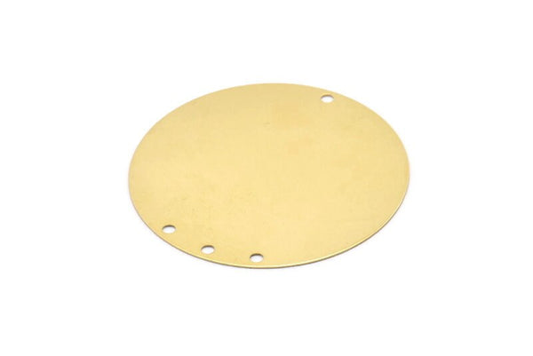 Huge Round Blank, 2 Huge Raw Brass Round Charms With 4 Holes (52mm) A2256