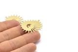 Brass Sun Charm, 8 Raw Brass Sun And Eye Charms With 1 Loop, Findings (29x28x0.80mm) M02017