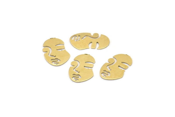 Brass Face Blanks, 50 Raw Brass Face Blanks (17x11x0.40mm) A2257