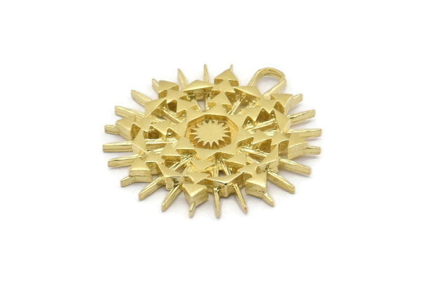 Brass Charm, 2 Raw Brass, Brass Pendants, Charm Pendants, Brass Badge Charms With 1 Loop (29x28x2mm) N1567