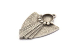 Silver Badge Charm, 2 Antique Silver Plated Brass Rosette Charms With 1 Loop, Pendants, Earrings (36x26x1mm) N0715
