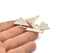Gümüş Üçgen Charm, 2 Döngülü 4 Antik Gümüş Kaplama Pirinç Üçgen Charm (51x21x1mm) M01114 H1274