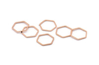 Rose Gold Plated Hexagon Ring Charm, 24 Rose Gold Plated Brass Hexagon Shaped Ring Charms (14x0.80mm) Bs 1172 q003