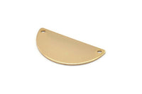 Gold Moon Pendant, 2 Gold Plated Brass Semi Circle Pendants with 2 Holes (32x16x0.80mm) A0845 Q0019