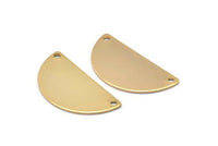 Gold Moon Pendant, 2 Gold Plated Brass Semi Circle Pendants with 2 Holes (32x16x0.80mm) A0845 Q0019