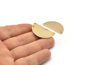 Gold Moon Pendant, 2 Gold Plated Brass Semi Circle Pendants with 2 Holes (32x16x0.80mm) A0845 Q0019