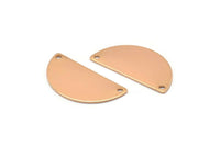 Rose Gold Moon, 2 Rose Gold Plated Brass Semi Circle Pendants with 2 Holes (32x16x0.80mm) A0845 Q0019