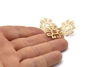 Earring Studs, 2 Gold Plated Brass -  Gold Earrings - Earrings (21x21x1.5mm) N1534