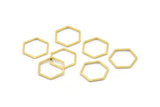 Gold Hexagon Ring Charm, 24 Gold Plated Brass Hexagon Shaped Ring Charms (12x0.8mm) BS 1171 Q0103
