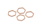 Rose Gold Plated Hexagon Ring Charm, 12 Rose Gold Plated Brass Hexagon Shaped Ring Charms (12x0.8mm) BS 1171 Q0103