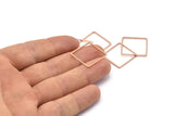 Square Geometric Charm, 12 Rose Gold Plated Brass Square Connectors (20mm) BS 1121 Q0101