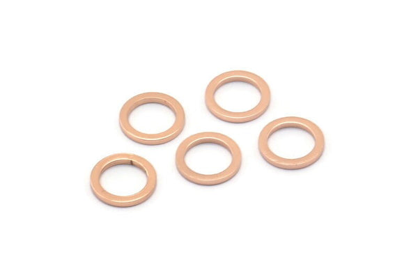 Rose Gold Round Ring, 12 Rose Gold Plated Brass Round Rings, Charms (8mm) b0117 Q0036