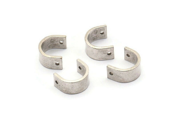 Gümüş Kolye Parçaları, 2 Delikli 12 Antik Gümüş Kaplama Pirinç Kolye Parçası, Kolye Uçları (10x8x1mm) BS 2023 H1249