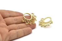 Brass Sun Earring, 2 Raw Brass Sun Stud Earrings (29x35mm) BS 2434 A2265