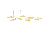 Brass Earring, 12 Raw Brass Lightning Bolt Stud Earrings (14x5x0.50mm) A0891 A2264