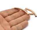 Textured Curved Tubes - 8 Rose Gold Plated Brass Textured Curved Tubes (4x45) Bs 1634 Q0104