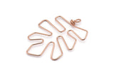 Rose Gold Monstera Findings, 2 Rose Gold Lacquer Plated Brass Wire Monstera Earring Findings, Charms (52x40x1mm) Bs 1702 Q0129