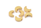 Gold Crescent Moon, 5 Gold Plated Brass Crescent Moon Beads, Charms (8.5x11.5mm) D0021 Q0152
