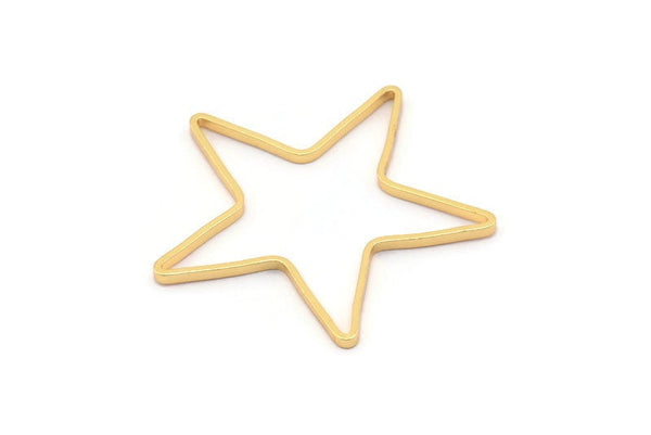 Large Star Charm, 4 Gold Plated Brass Open Star Rings, Charms (42x2x1mm) Mb 9-25 Q0161
