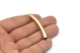 Gold Tube Bead, 3 Gold Plated Brass Curved Noodle Tube Beads, Findings (6x50mm) Bt003 Brc257 Q0195