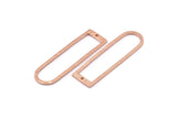 D Shape Charms, 2 Rose Gold Plated Brass Hammered Long D Shape Connectors With 1 Hole, Rings  (46x13x1.3mm) BS 1877 Q0560