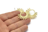 Brass Sun Earring, 2 Textured Raw Brass Sun Stud Earrings (26x34x1.5mm) BS 2433 A2295
