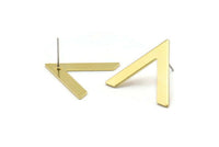 Brass Earring, 8 Raw Brass V Shaped Stud Earrings (28x23x1mm) M01247 A2273